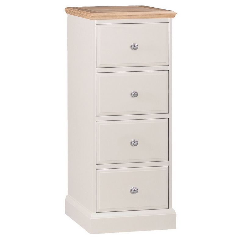 Country Cottage Cream & Oak Narrow Chest Of 4 Drawers